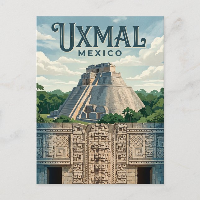 Uxmal arkeologiska område Mexiko Vykort (Framsida)