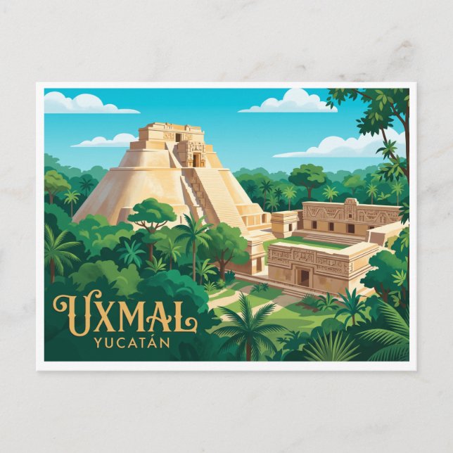 Uxmal Muna Mexiko Vykort (Framsida)