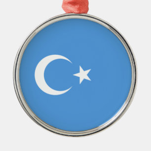 Uyghur-Flagga i Öster Turkistan (Uyghuristan) Cera Julgransprydnad Metall