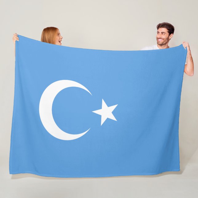 Uyghur Flagga Öster Turkistan (Uyghuristan) Fleecefilt (På plats)