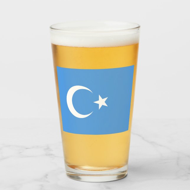 Uyghur Flagga Öster Turkistan (Uyghuristan) Glaskopp (Framsida fylld)