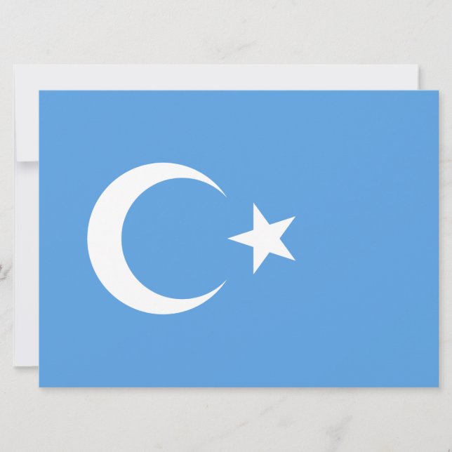 Uyghur Flagga Öster Turkistan (Uyghuristan) Kort (Framsida)