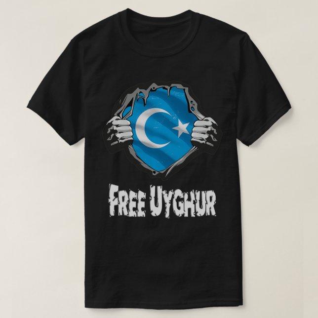 Uyghur Flagga superhjälten Costume Free Uyghur T Shirt (Design framsida)