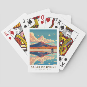 Uyuni Salt Flat Bolivia Motorcycle Travel Art Casinokort