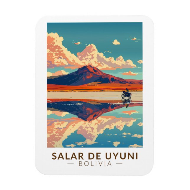 Uyuni Salt Flat Bolivia Motorcycle Travel Art Magnet (Vertikal)