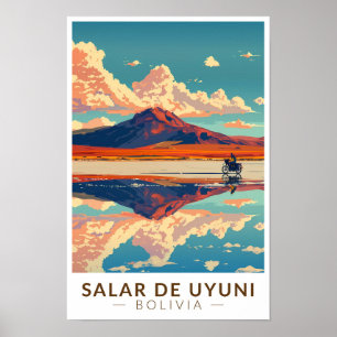Uyuni saltslätt Bolivia motorcykel resa konst Poster