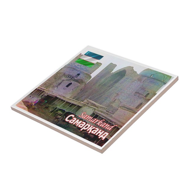 UZ007 SAMARKAND, Bibi-Khanym Mosque, Kakelplatta (Sidan)