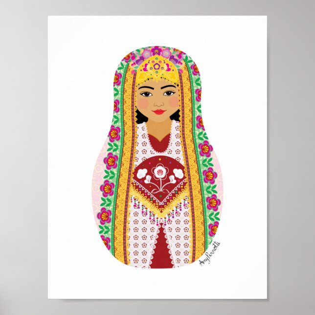 Uzbekisk Matryoshka-affisch Poster (Framsidan)