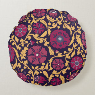 Uzbekiska blommigtens broderier, vintage mönster. rund kudde