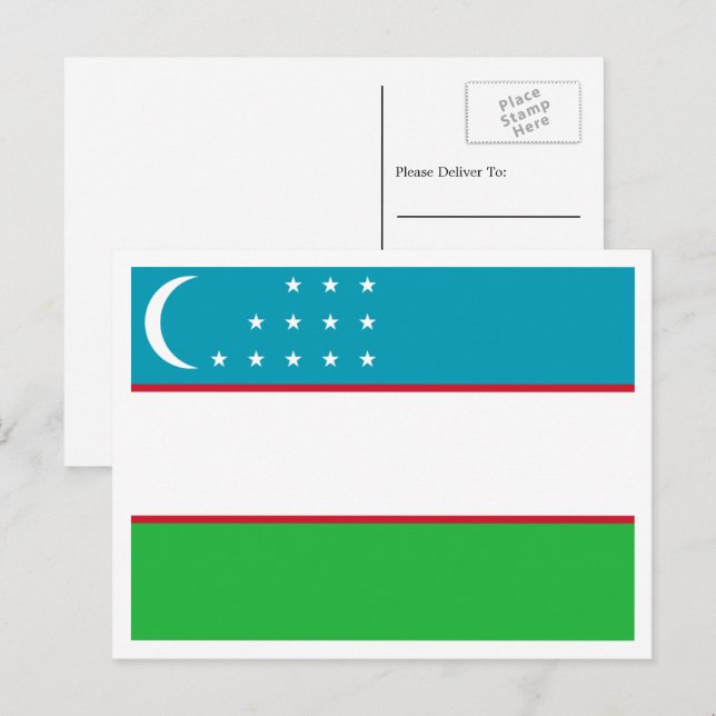 Uzbekiska Flagga, Flagga Uzbekistan Vykort (Fram/baksida)