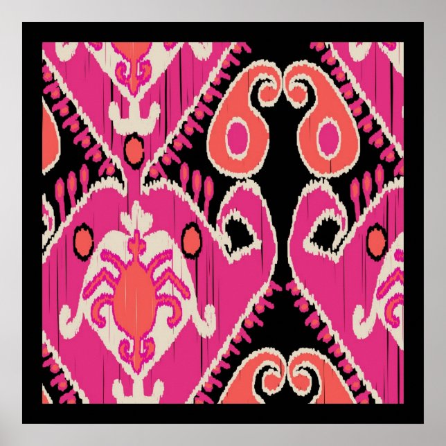 Uzbekiska Ikat Art Poster (Framsidan)