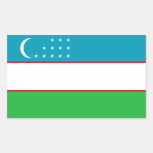 Uzbekiska Uzbekistan//Uzbekistani flagga Rektangulärt Klistermärke