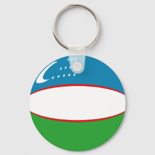 Uzbekistan Fisheye Flagga Keychain Nyckelring