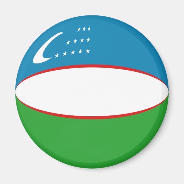 Uzbekistan Fisheye Flagga Magnet (Framsidan)