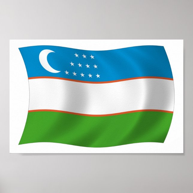 Uzbekistan Flagga Affisch Print (Framsidan)