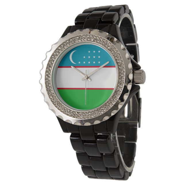 Uzbekistan-flagga Armbandsur (Vinklad)