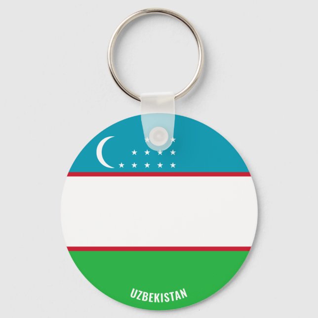 Uzbekistan Flagga Charming Patriotic Nyckelring (Framsida)