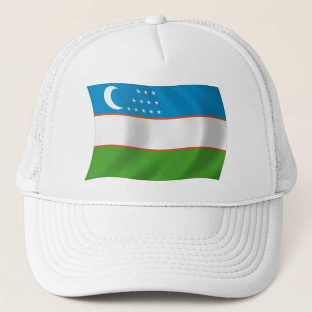 Uzbekistan Flagga Hat Truckerkeps (Framsida)