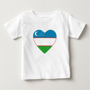 Uzbekistan Flagga Heart T-Shirt