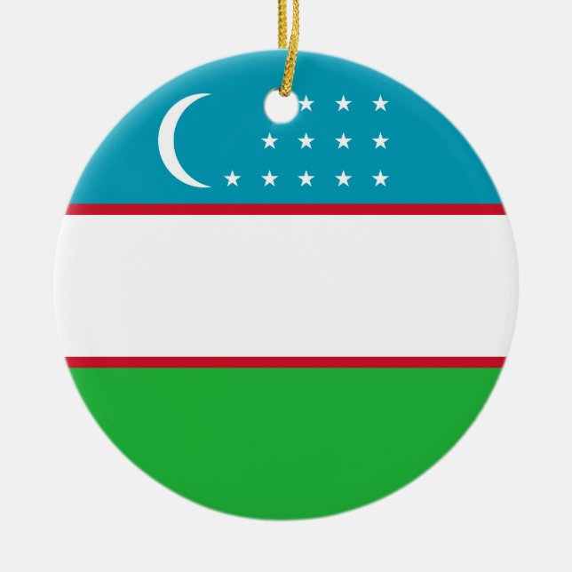 Uzbekistan-flagga Julgransprydnad Keramik (Framsidan)