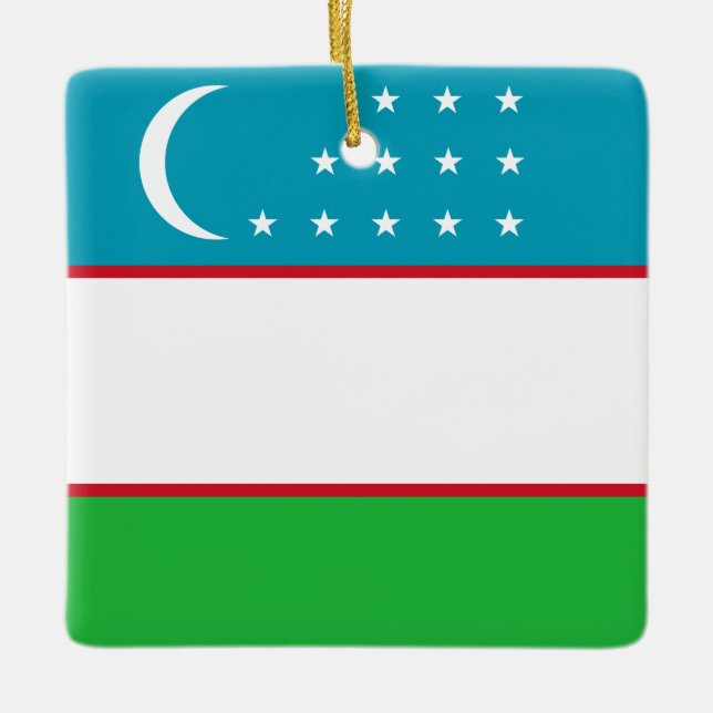 Uzbekistan-Flagga Julgransprydnad Keramik (Framsida)