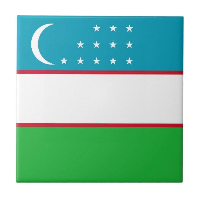 Uzbekistan-flagga Kakelplatta (Framsidan)