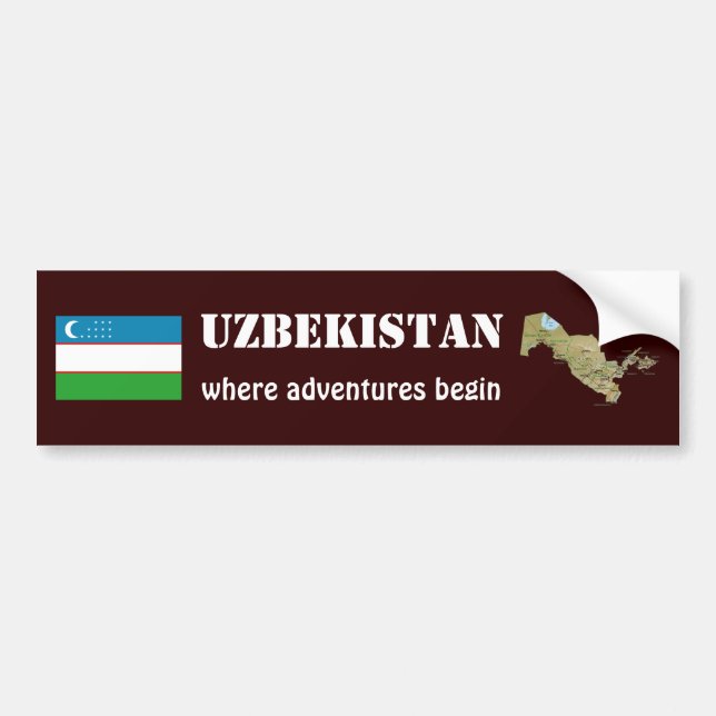 Uzbekistan Flagga + Kart Dekal (Framsidan)