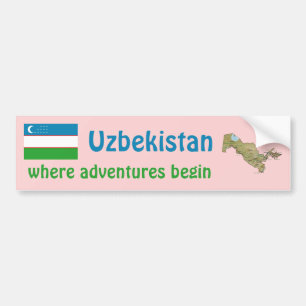 Uzbekistan flagga + Kartabildekal Bildekal
