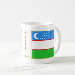 Uzbekistan flagga + Kartamugg Kaffemugg
