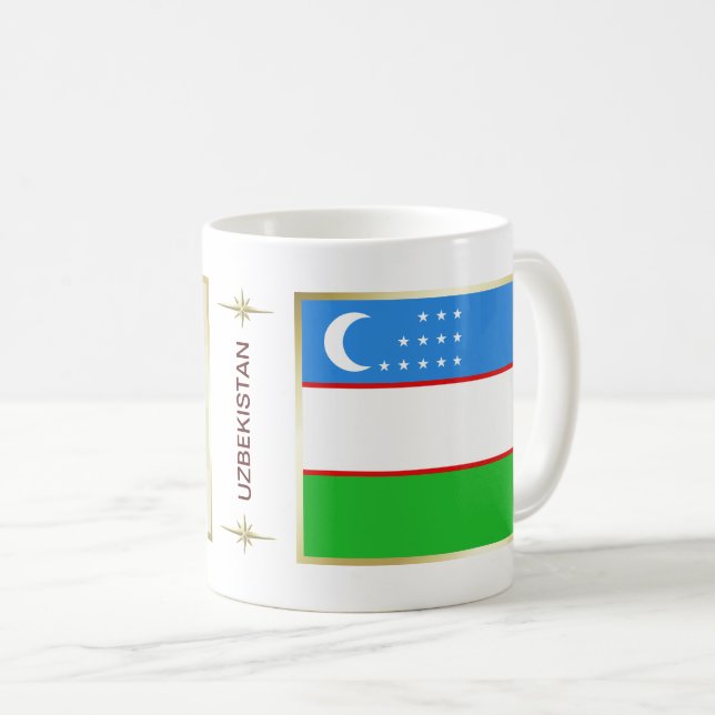 Uzbekistan flagga + Kartamugg Kaffemugg (Framsida höger)