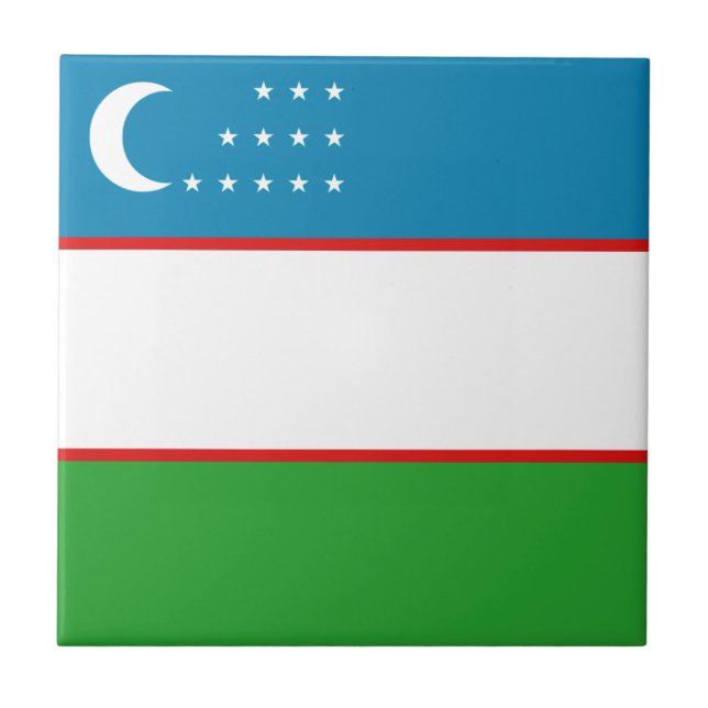 Uzbekistan Flagga Keramisk Kakel (Framsidan)
