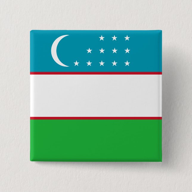 Uzbekistan-Flagga Knapp (Framsida)