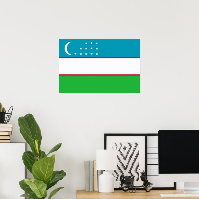 Uzbekistan-flagga Poster (Hemmakontoret)