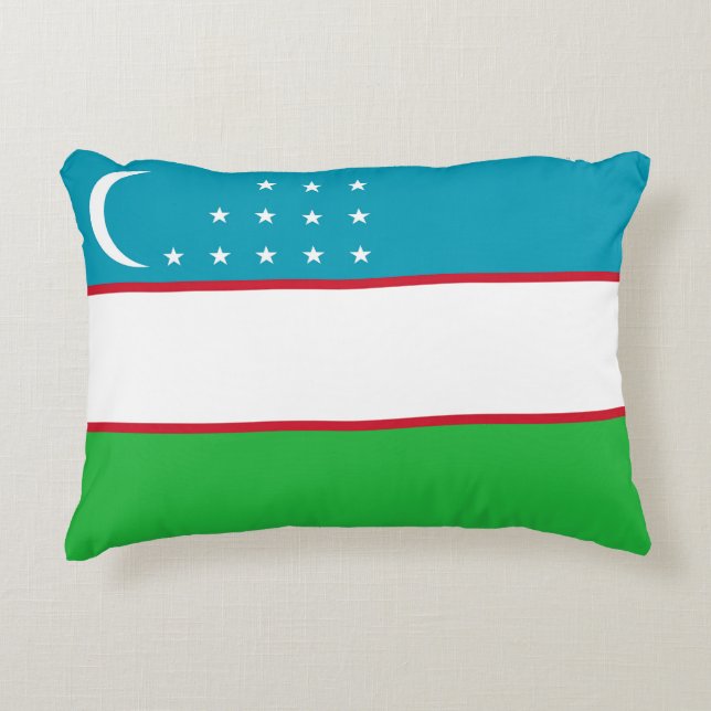 Uzbekistan-flagga Prydnadskudde (Framsidan)