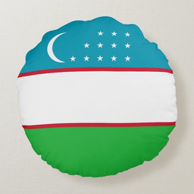 Uzbekistan-flagga Rund Kudde (Baksidan)