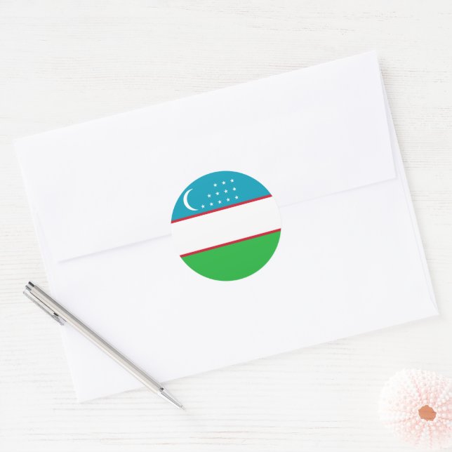 Uzbekistan-flagga Runt Klistermärke (Kuvert)