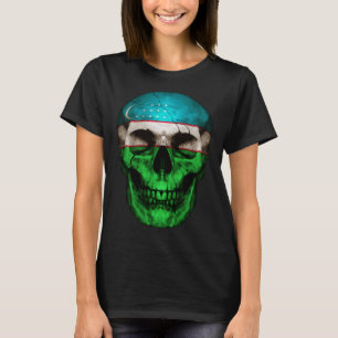 Uzbekistan Flagga Skull Uzbekistani Roots Proud Pa T Shirt
