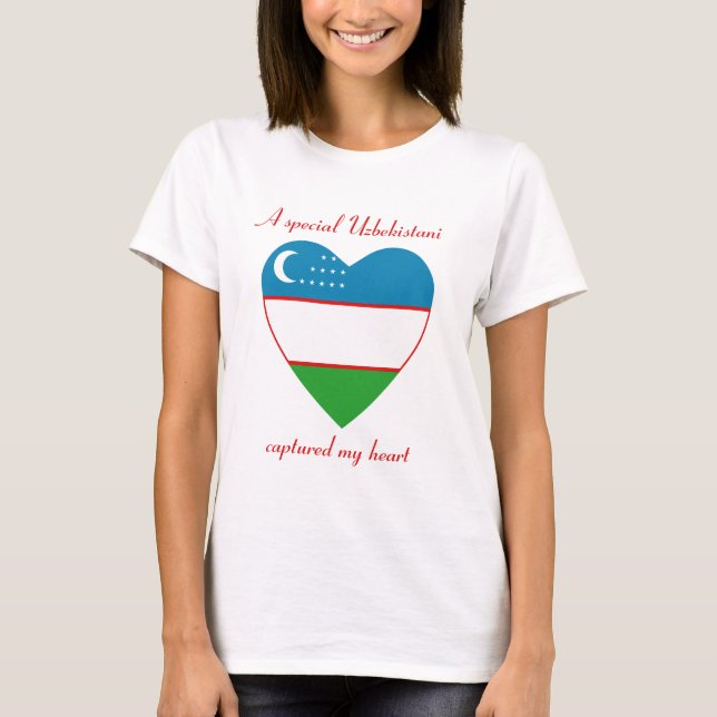 Uzbekistan Flagga Söta T-Shirt (Framsida)