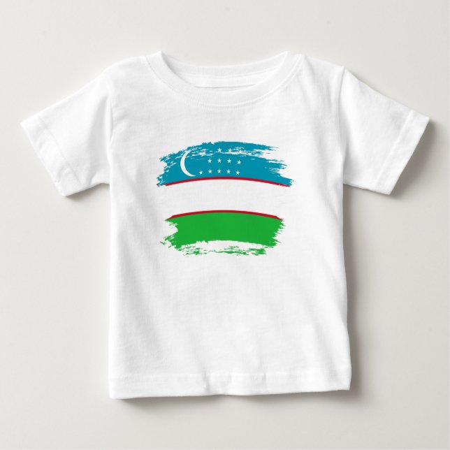 Uzbekistan-flagga T Shirt (Framsida)