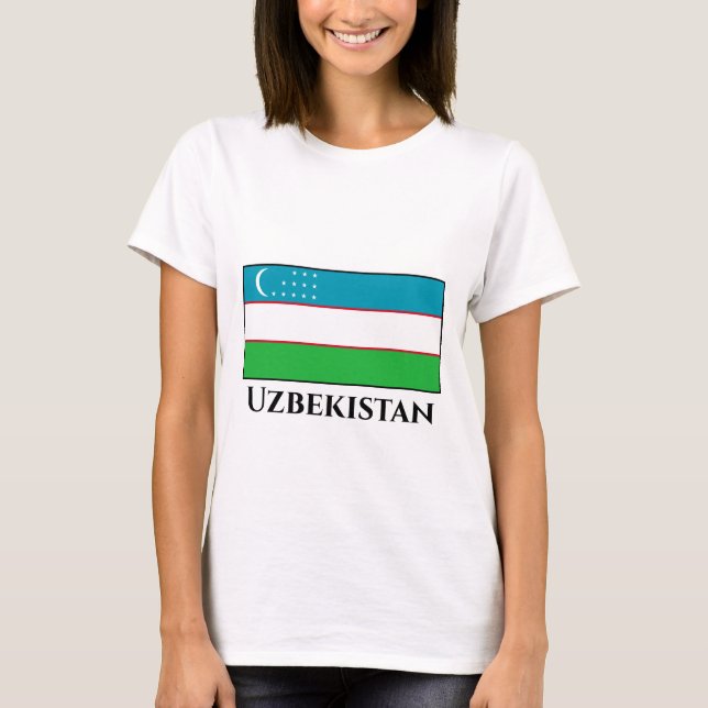 Uzbekistan-Flagga T Shirt (Framsida)