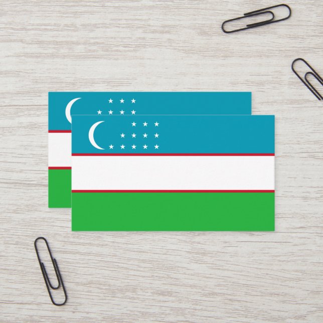 Uzbekistan-flagga Visitkort (Fram/Back In Situ)