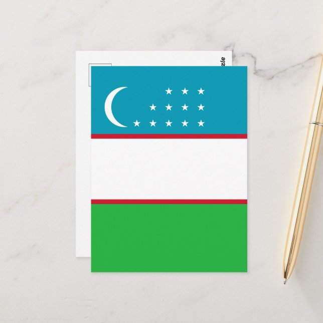 Uzbekistan-flagga Vykort (Fram/Back In Situ)