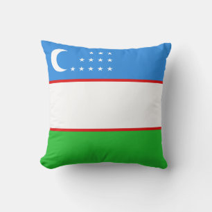 Uzbekistan Flagga x Flagga Pillow Kudde