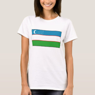 Uzbekistan Flagga x Karta T-Shirt