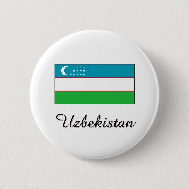 Uzbekistan flaggadesign knapp (Framsida)