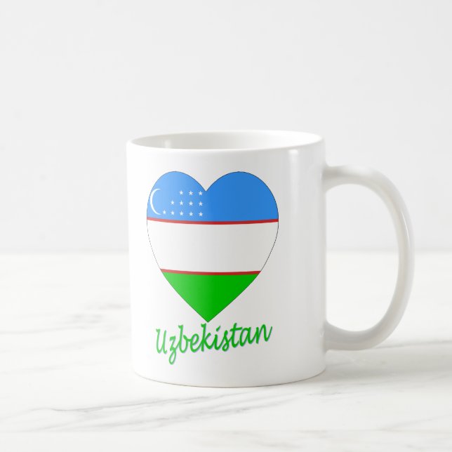 Uzbekistan flaggahjärta kaffemugg (Höger)