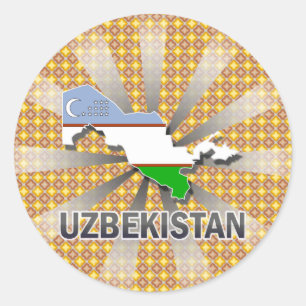 Uzbekistan flaggakarta 2,0 runt klistermärke