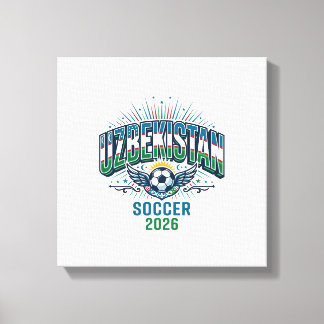 Uzbekistan Fotboll 2026 Fotboll Fet Land Typografi Canvastryck