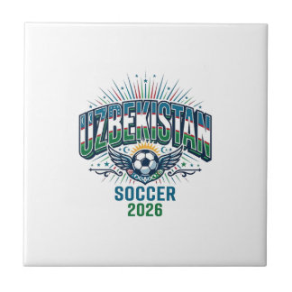 Uzbekistan Fotboll 2026 Fotboll Fet Land Typografi Kakelplatta
