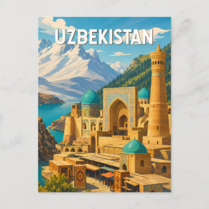 Uzbekistan Illustration Resa Konst Vintage Vykort